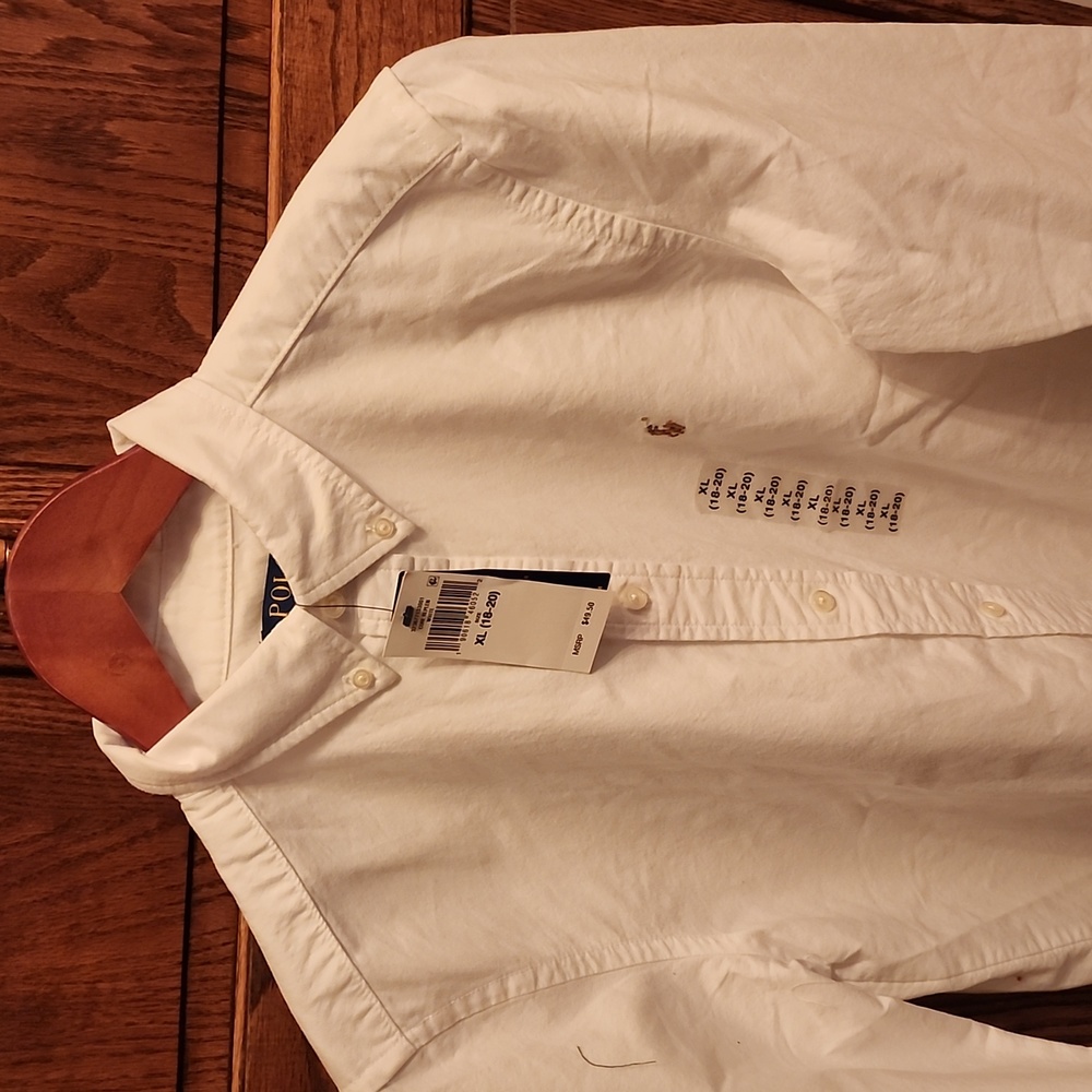 Polo Ralph Lauren Kids Boy's Cotton Oxford Sport Shirt (big kids) white xl